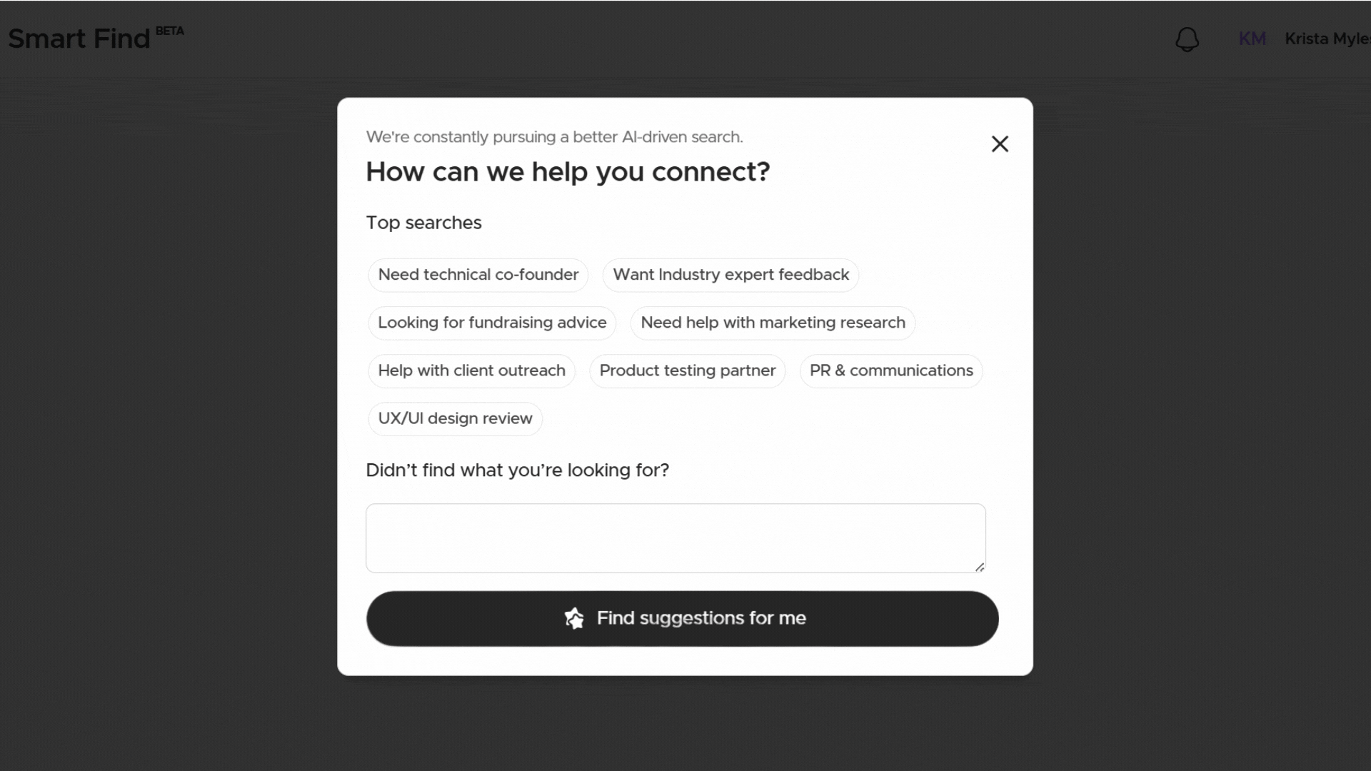 Use the Match search function to use natural language to search