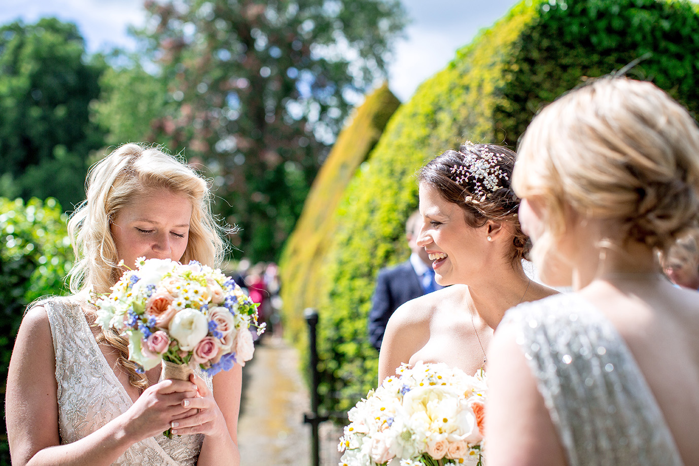 Summer Wedding Bouquet in Cream, Peach, pink and Pale Blue