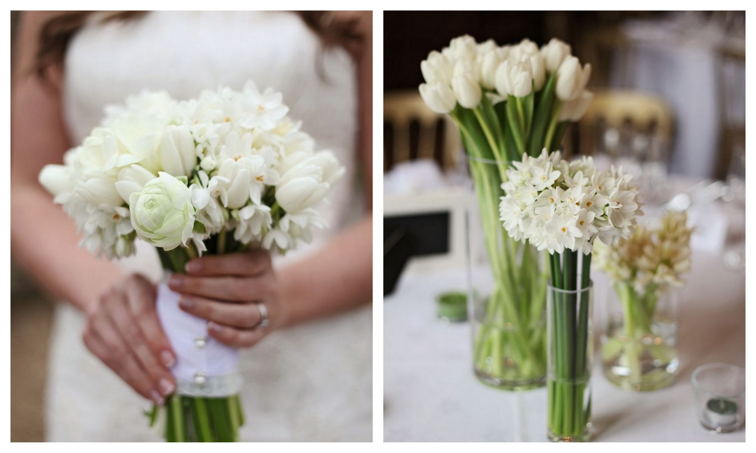 All White Spring Wedding Flowers