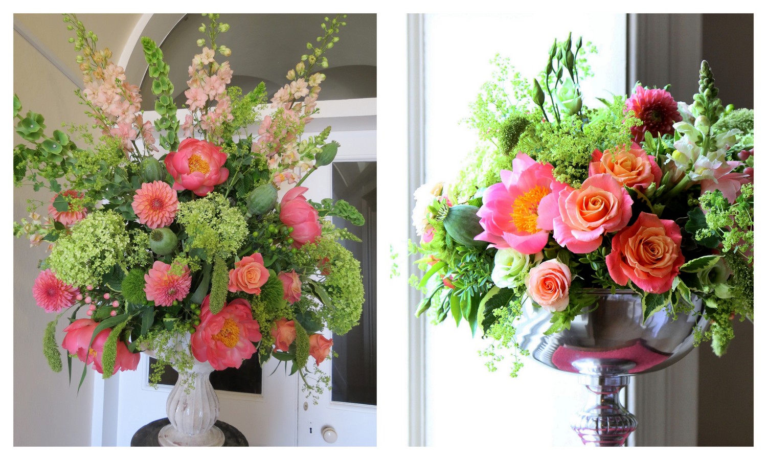 Summer Wedding Flowers in Coral and Green