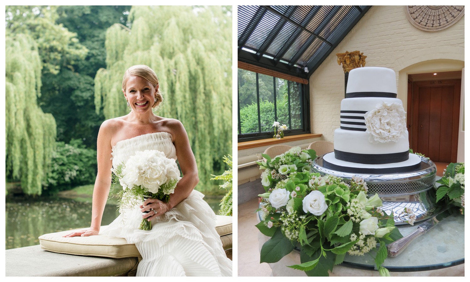 Summer wedding flowers in white and green