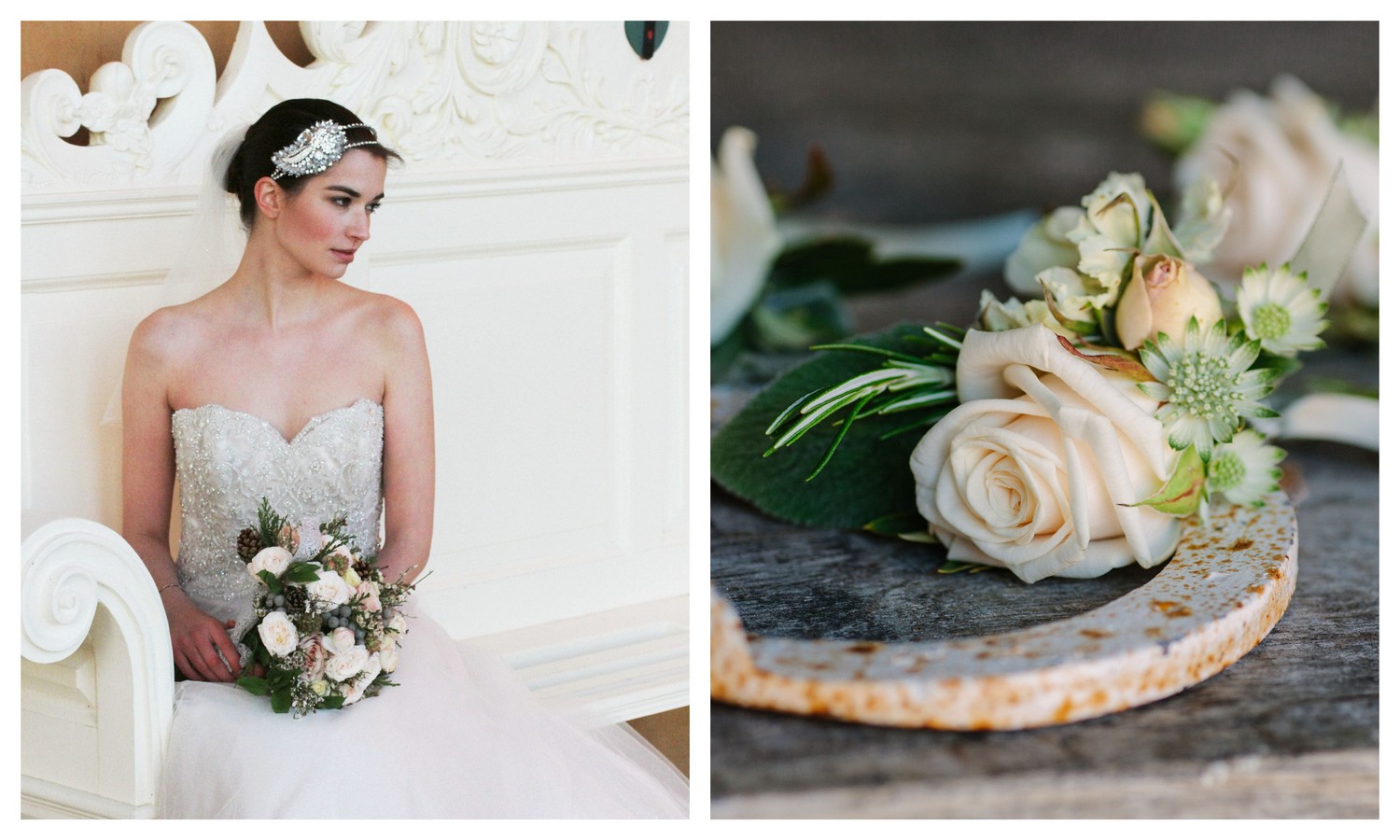 Wedding Flowers in white, blush and silver 