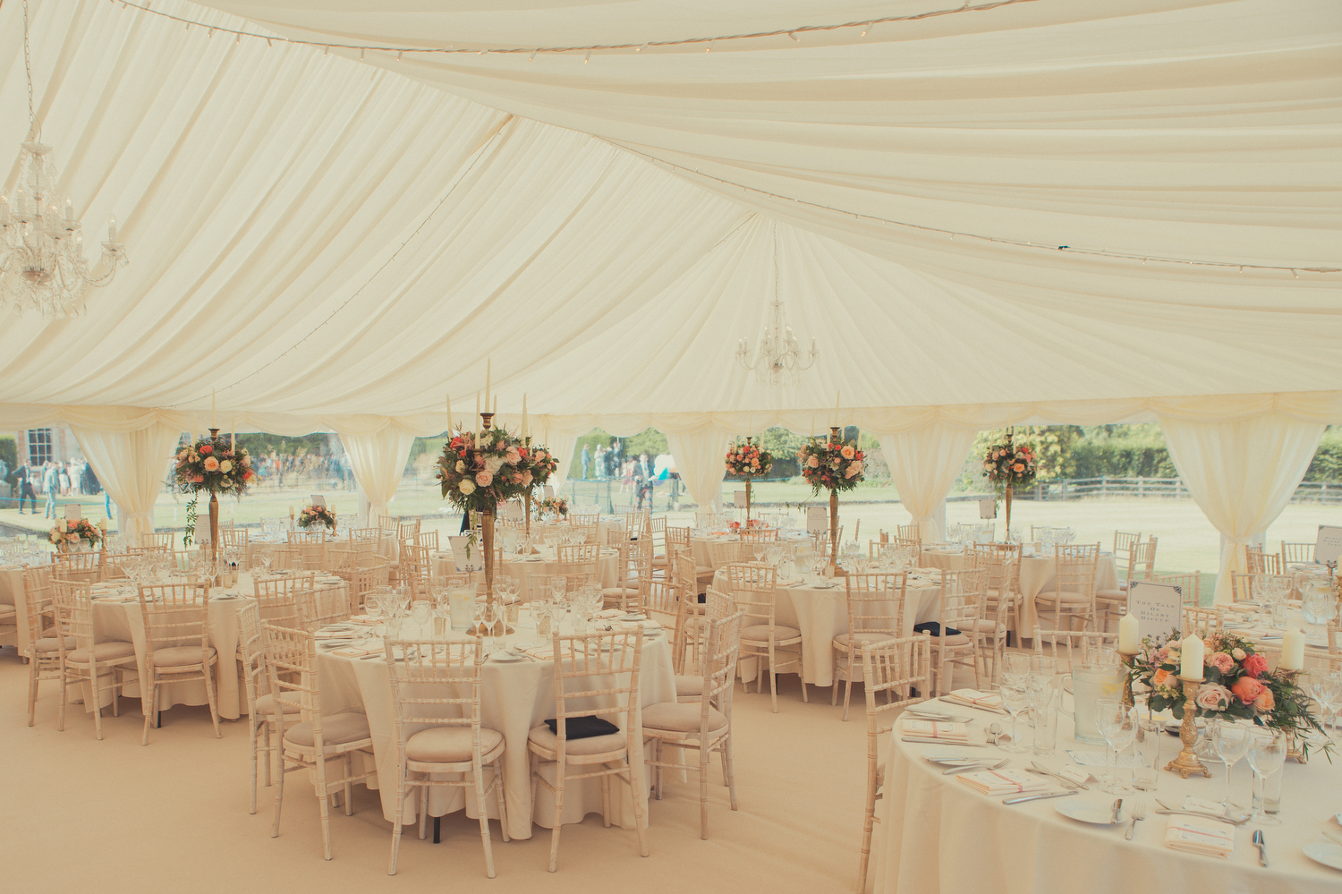 Beautiful summer marque wedding at Courteenhall, Northamtonshire