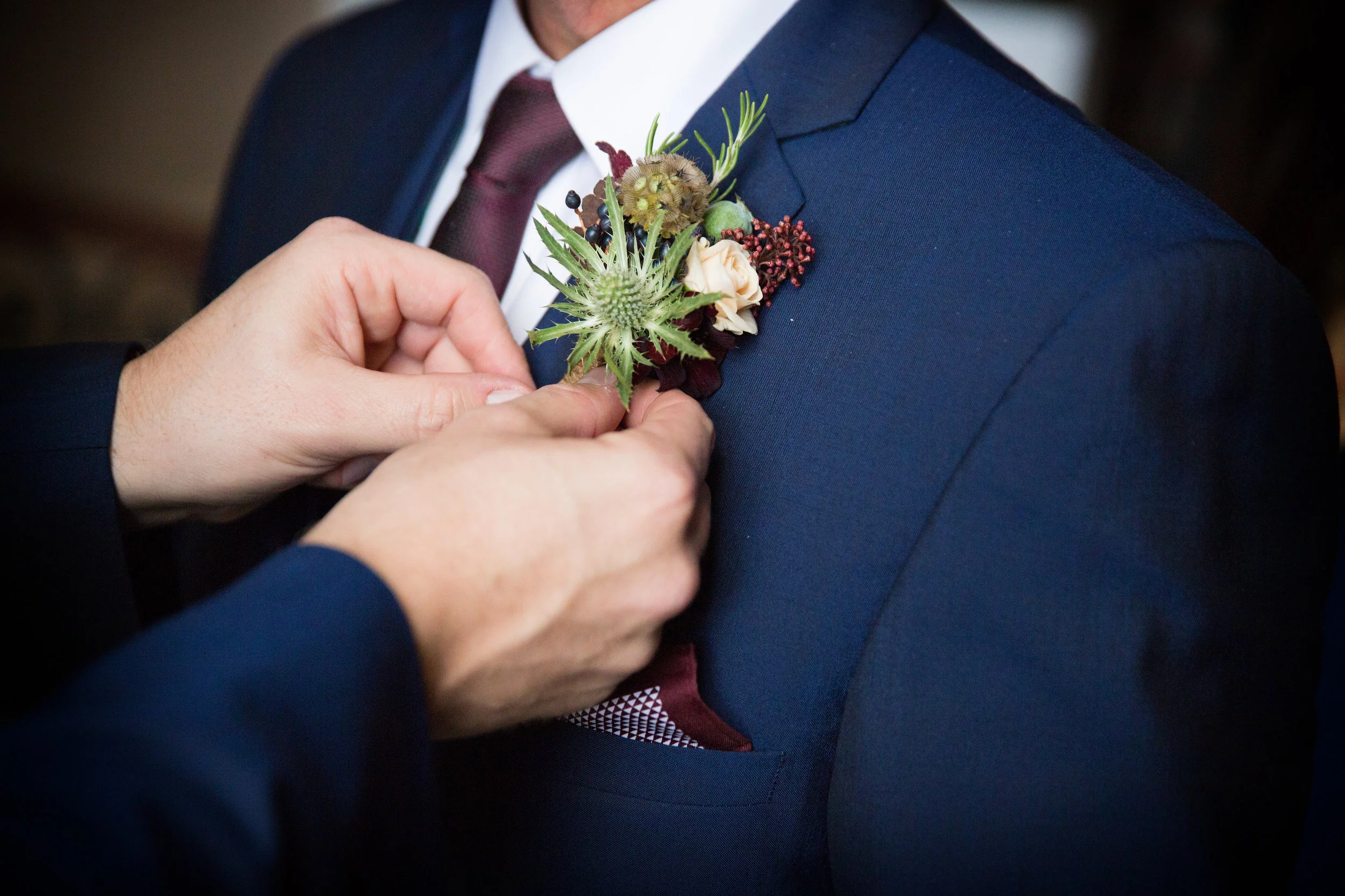 Groom's autumnal buttonhole