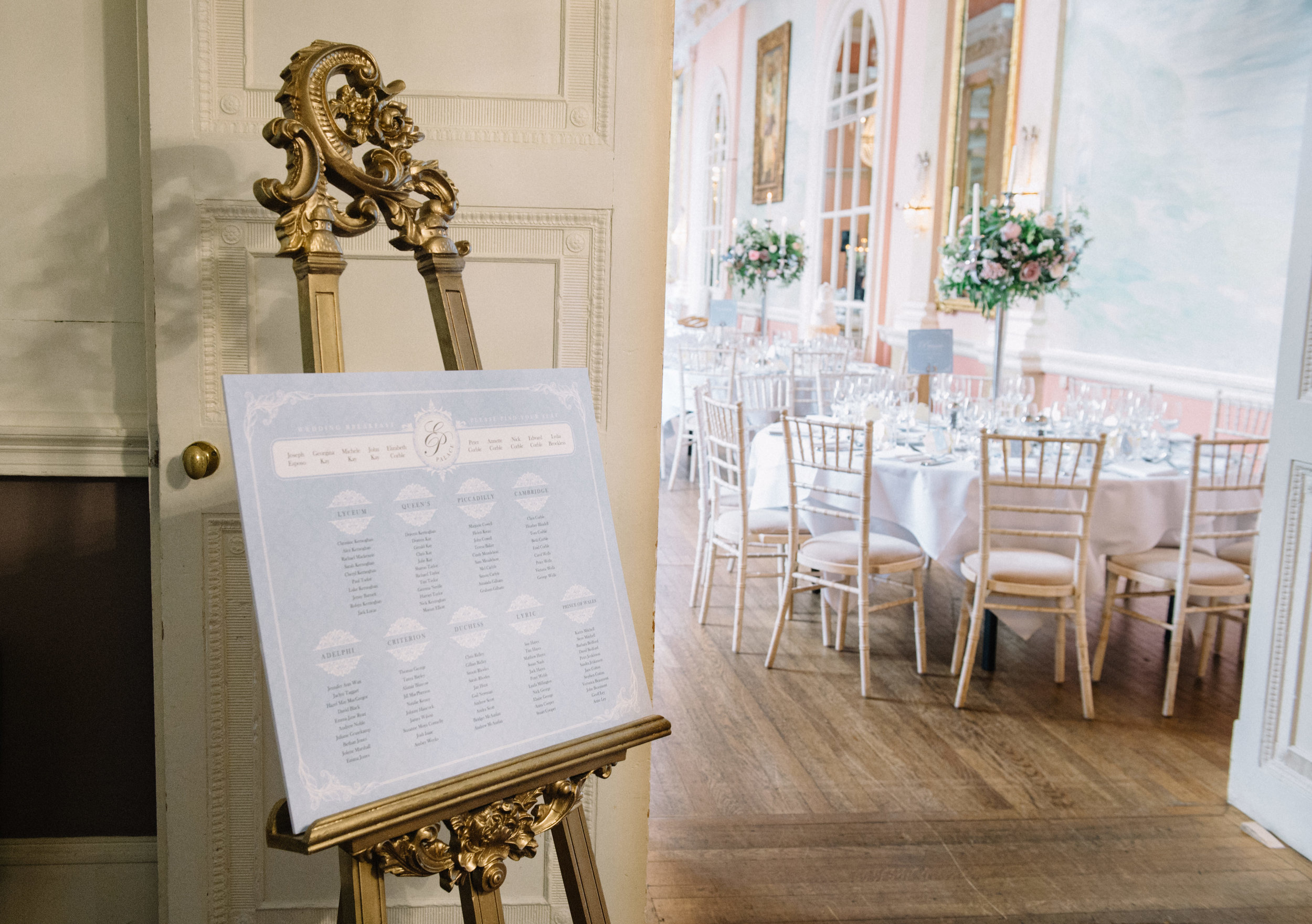 Summer wedding in white and soft blue at Danesfield House, Buckinghamshire