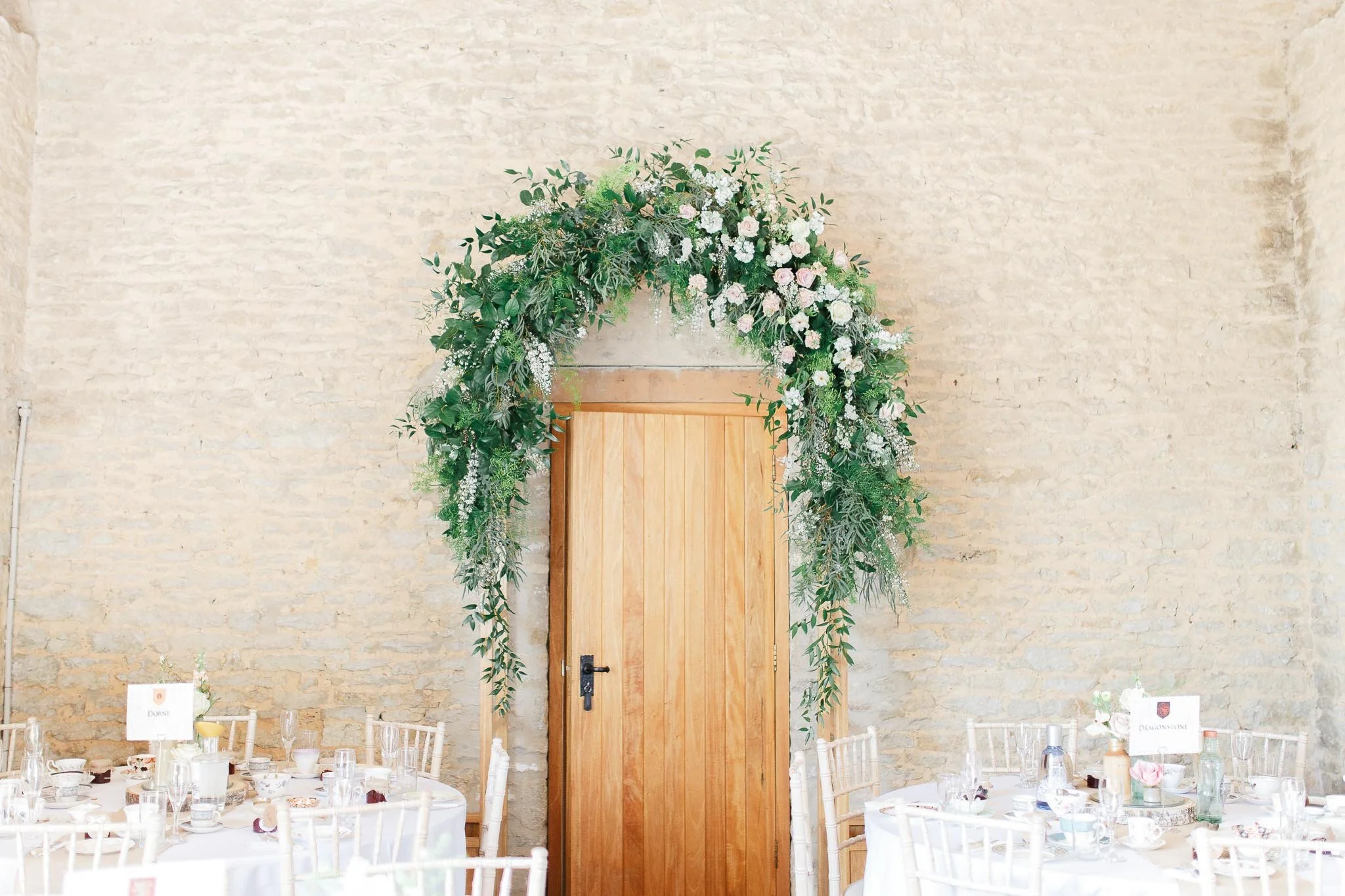 Oxfordshire barn wedding arch