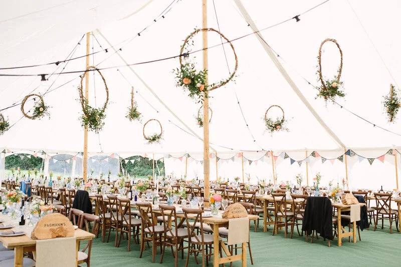 Oxfordshire marquee wedding hanging hoops