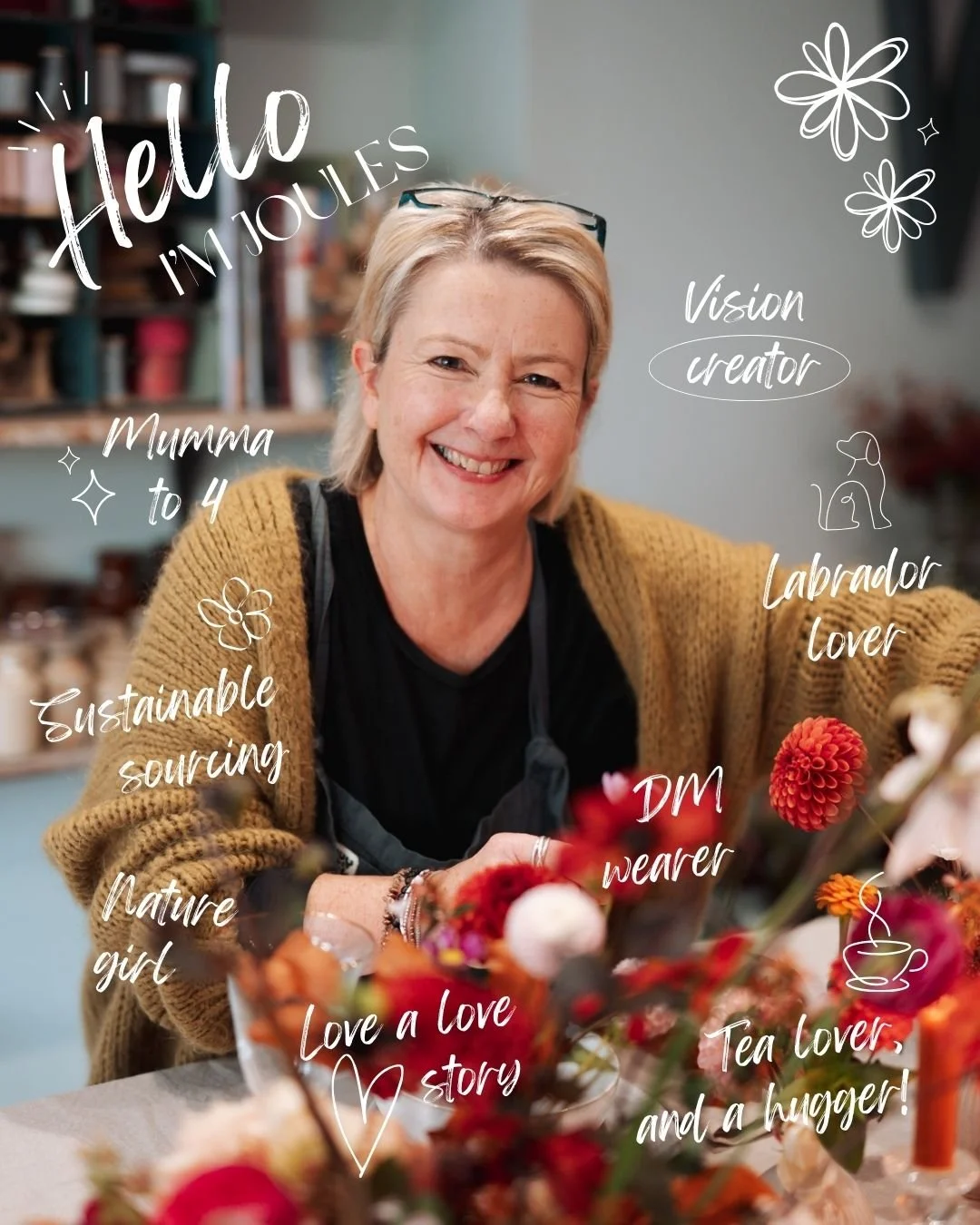 Hi, I&rsquo;m Joules &mdash; the face behind Willow &amp; Thyme. I consider myself super privileged to work with some very talented &amp; creative florists. Together we will work tirelessly to help make your floral dreams come true🌿

In essence, I a