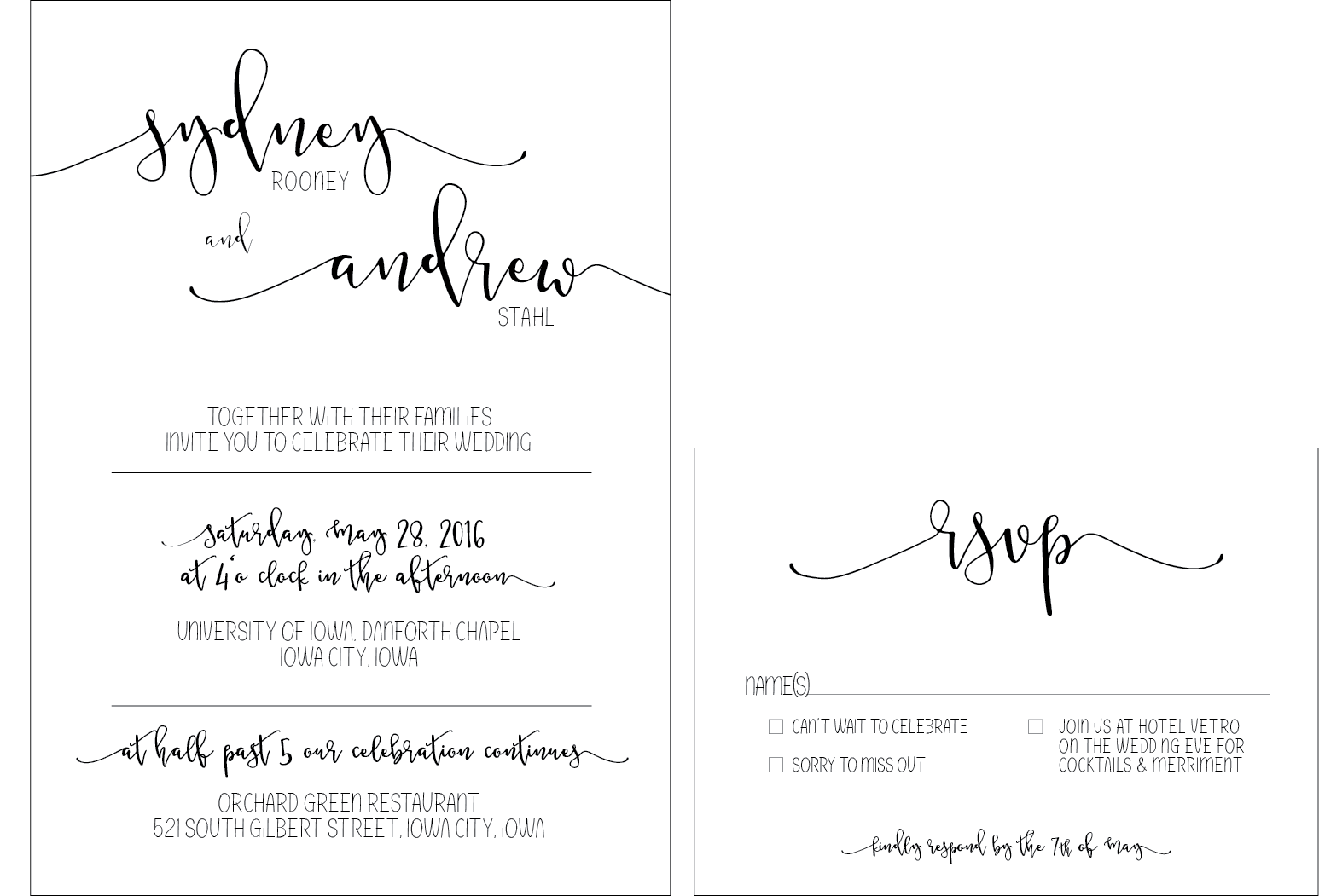 Rooney/Stahl Wedding Invite & RSVP
