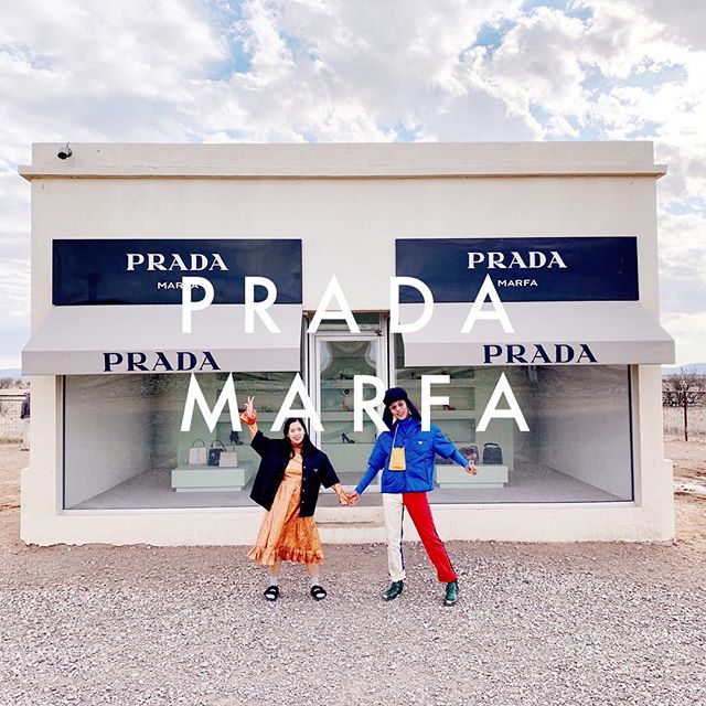 Throwback to Marfa and the gender reveal party for @diandrardnaid that involved smashing the window of the Prada store and seeing if security showed up in a pink or blue uniform. #BabyKendalHalsey