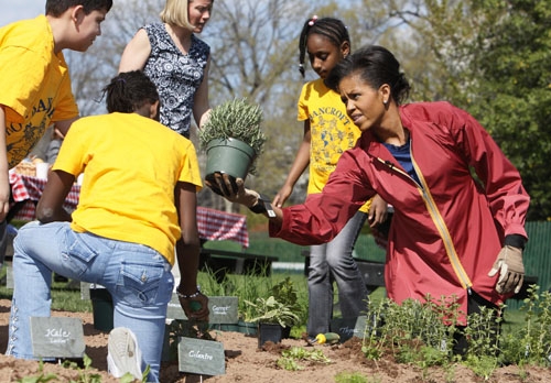 Seriously: google images of "Michelle Obama gardening," and marvel at her strength and beauty and authenticity.