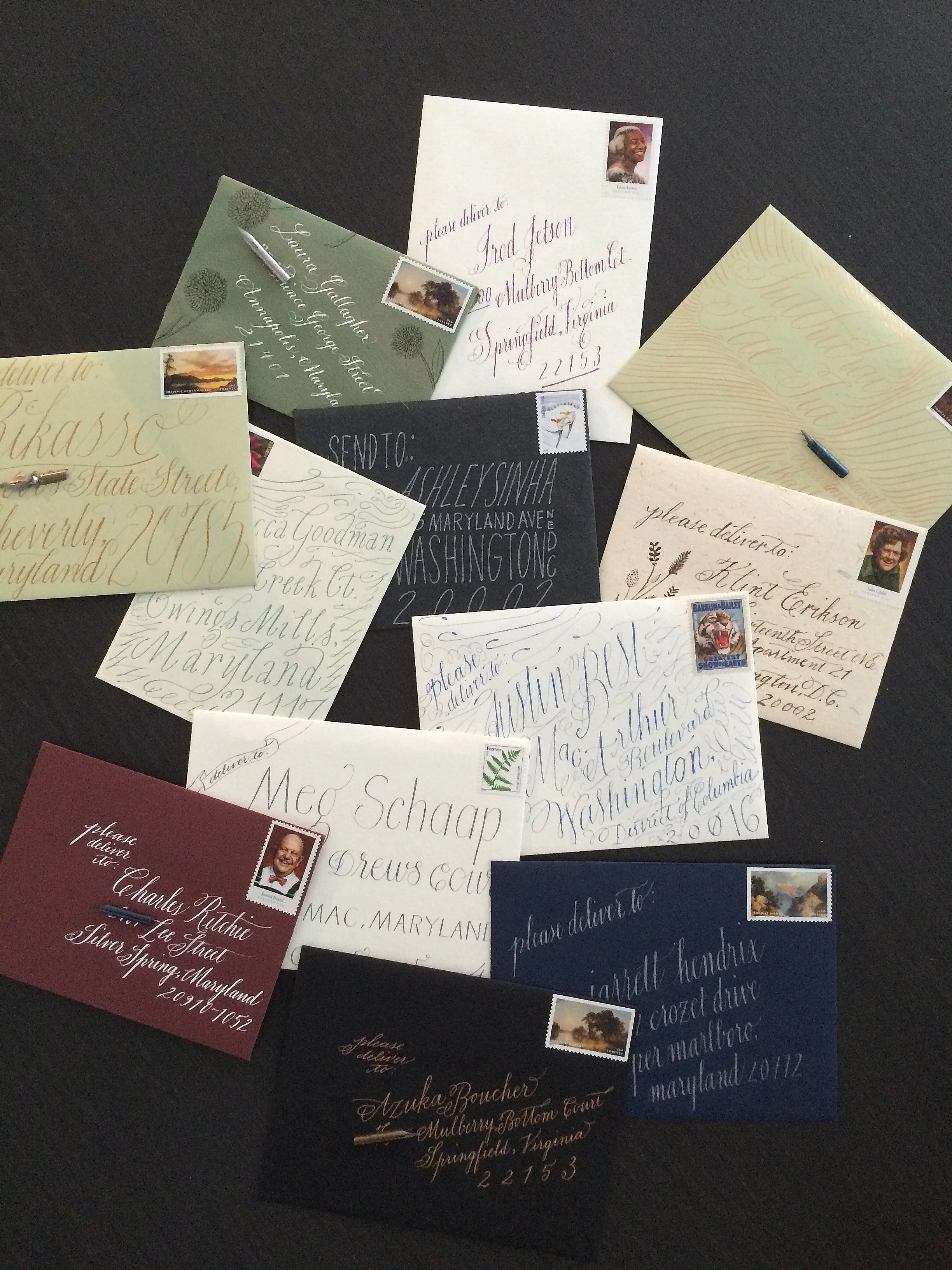 An array of thank you letters commissioned by Latela DC and custom made by Handmade Letters.