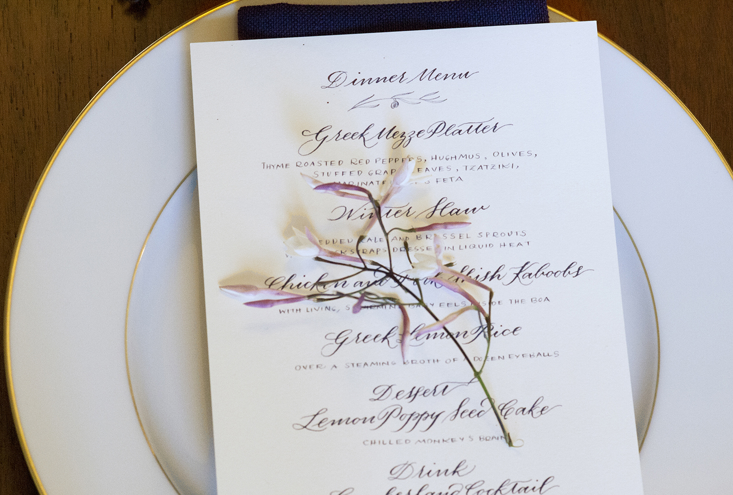 Gag menu for my brother, one of the guests.