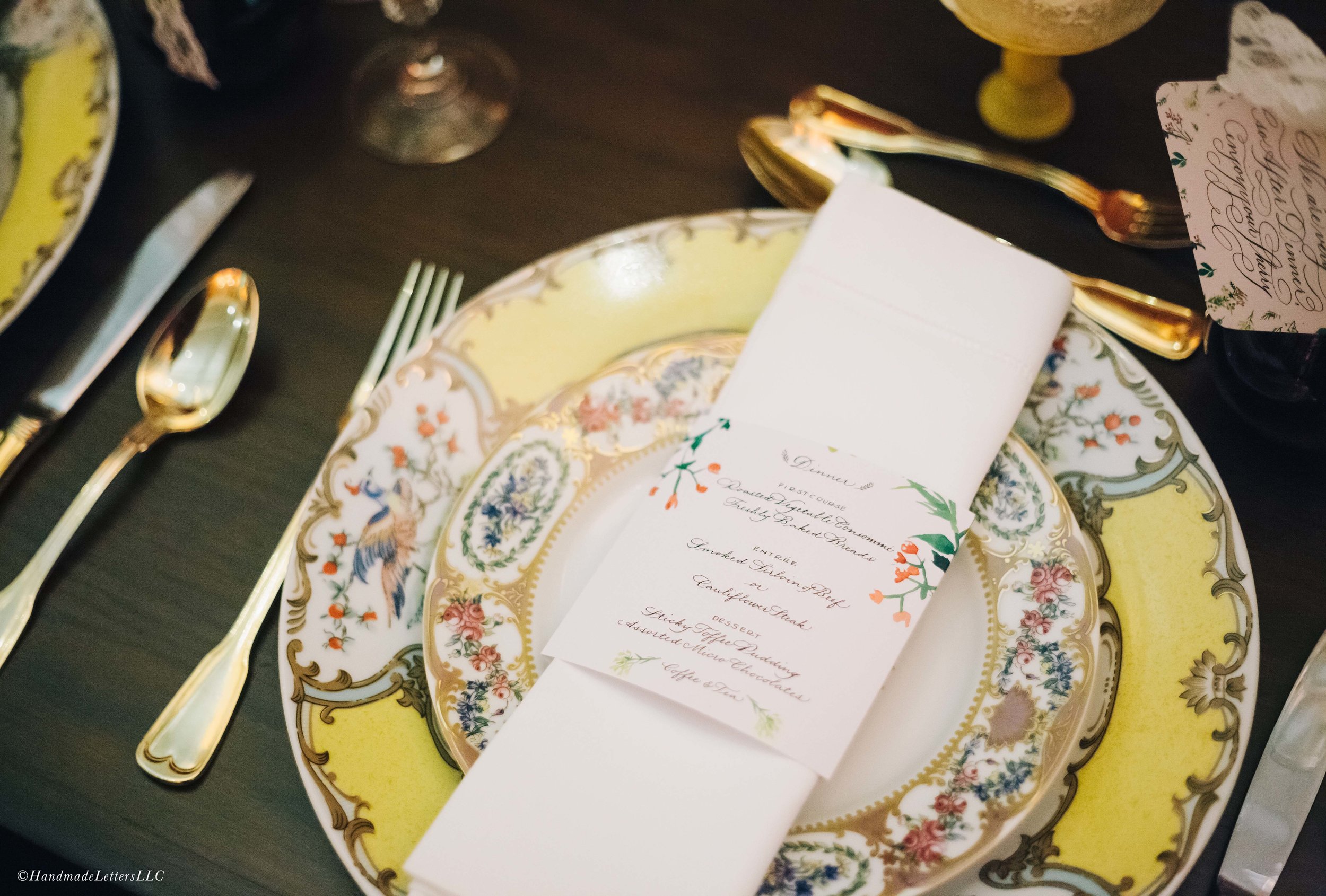 Handmade Letters - Calligraphed menu for Top Nosh DC presented by Taylor & Hov Events. Photo courtesy of Erika Layne.