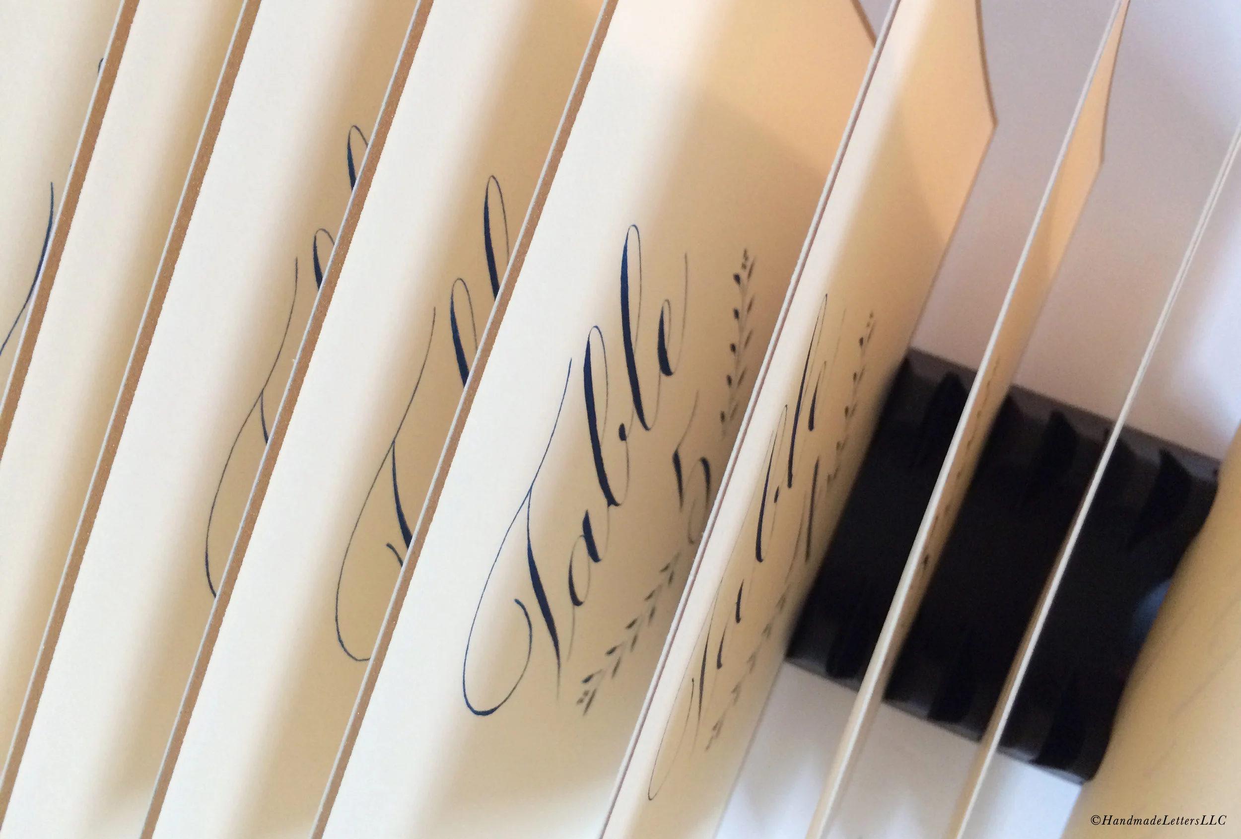 Handmade Letters - Calligraphed table numbers for a wedding