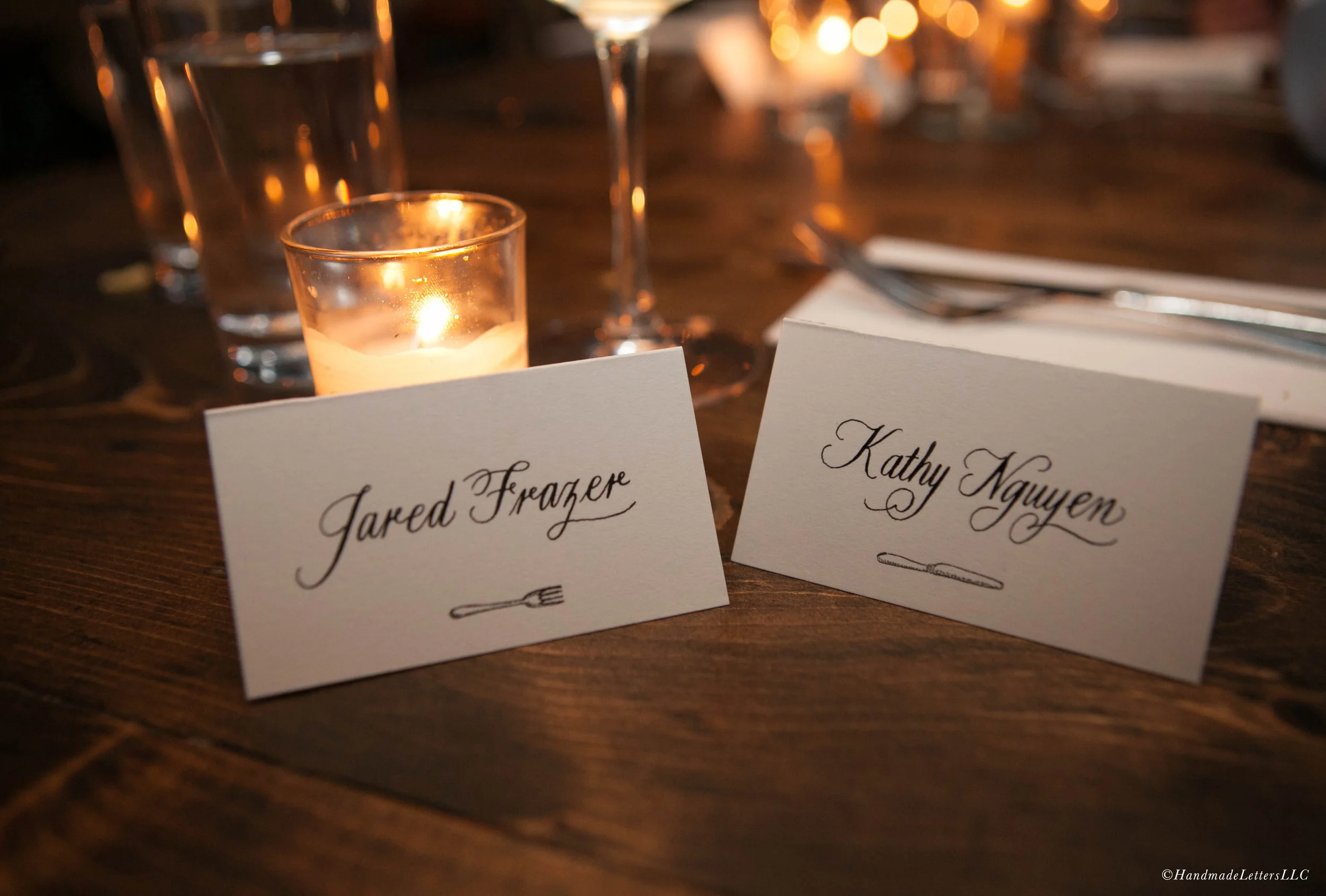 Handmade Letters - Calligraphed dinner cards. Photo courtesy of Leslie dela Vega.