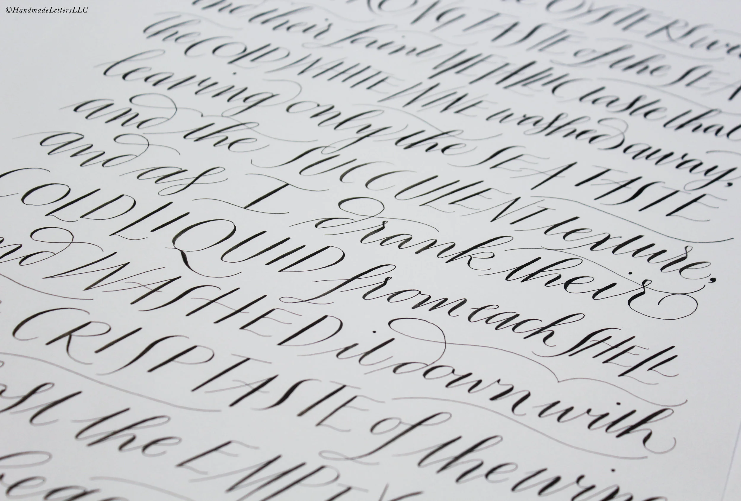 Handmade Letters - Calligraphed Literary Passage of A Moveable Feast See the finished screen-printed towel here .