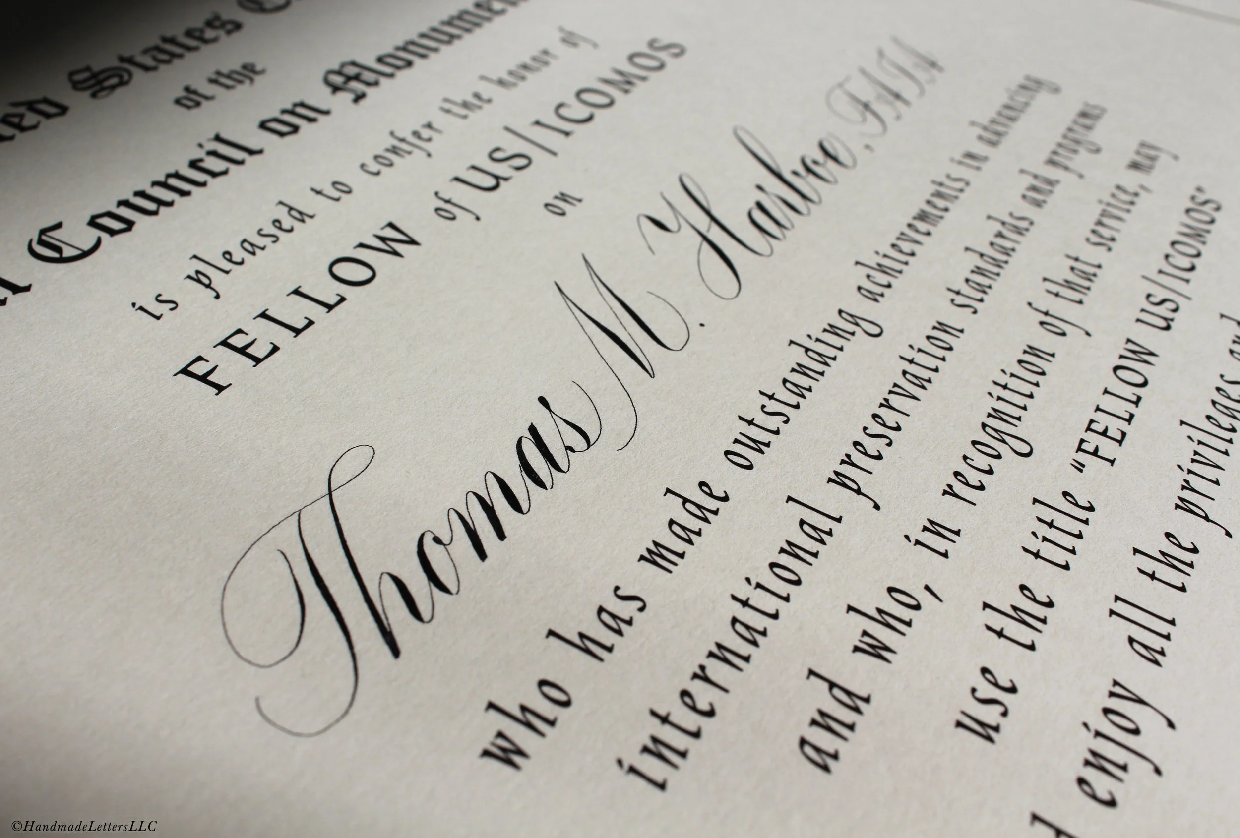 Handmade Letters - Certificate Calligraphy