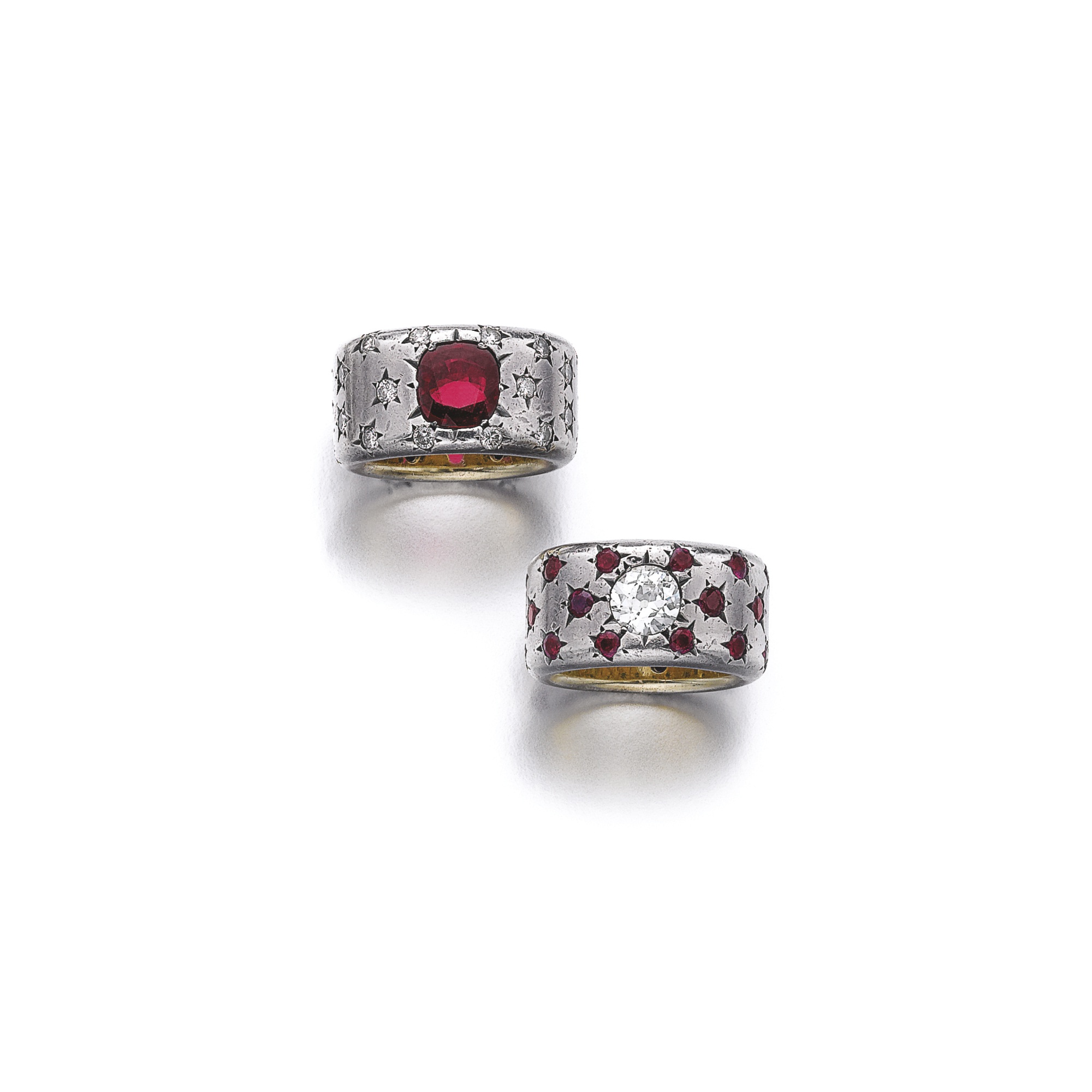  Two ruby and diamond rings by JAR   