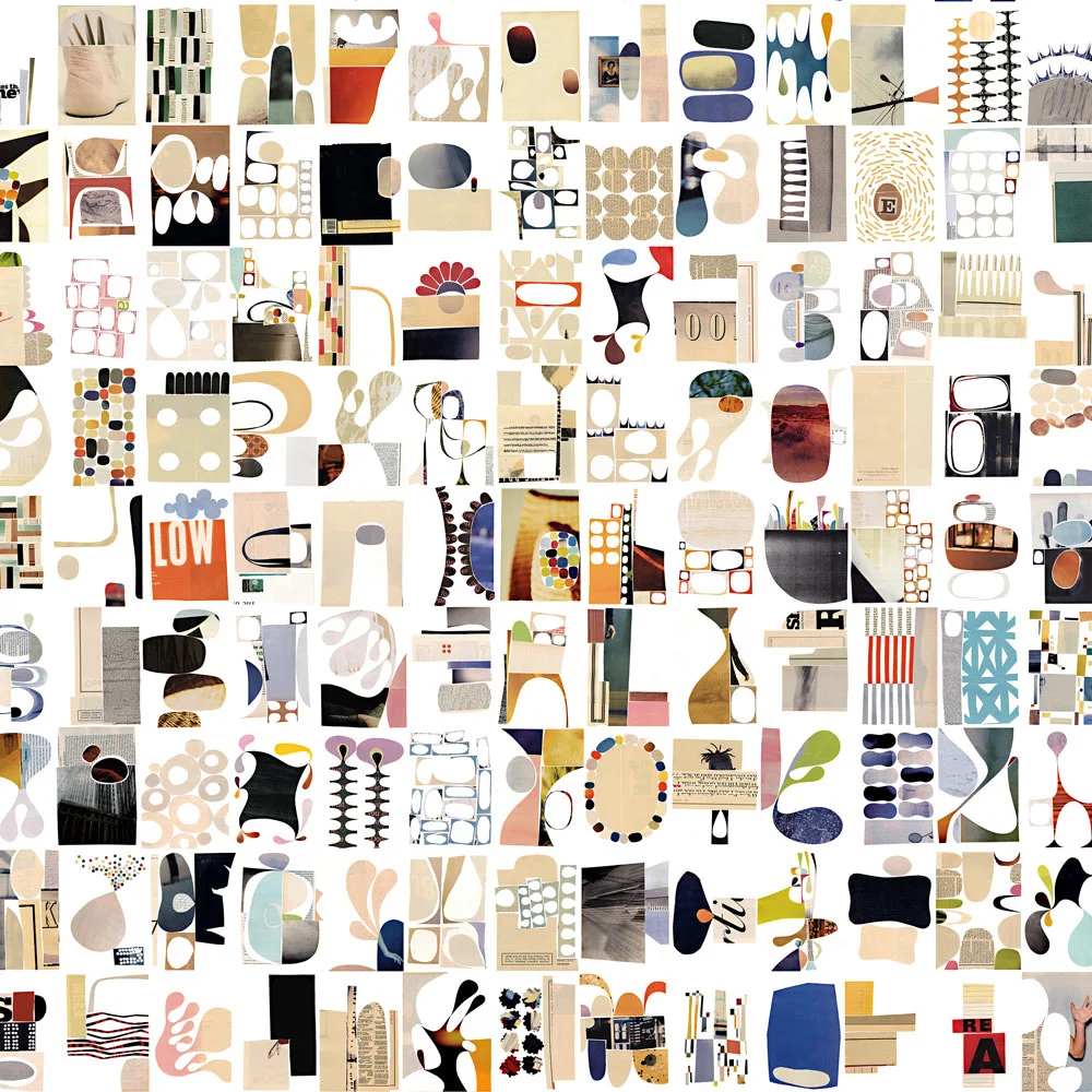 Rex's library style installation of paper collages, entitled Wall of Sound.