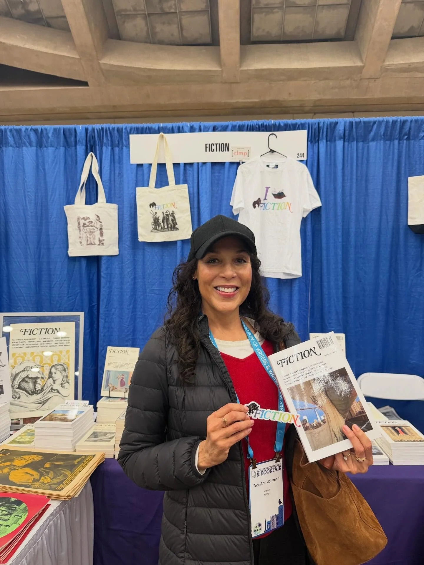 We love seeing previous contributors! Toni Ann Johnson (@treeladytoniann), whose story &ldquo;Pride&rdquo; is published in No. 66, stopped by the FICTION booth at #AWP2026 Pick up your own copy at booth 244!

#literature #fiction #literarymagazine