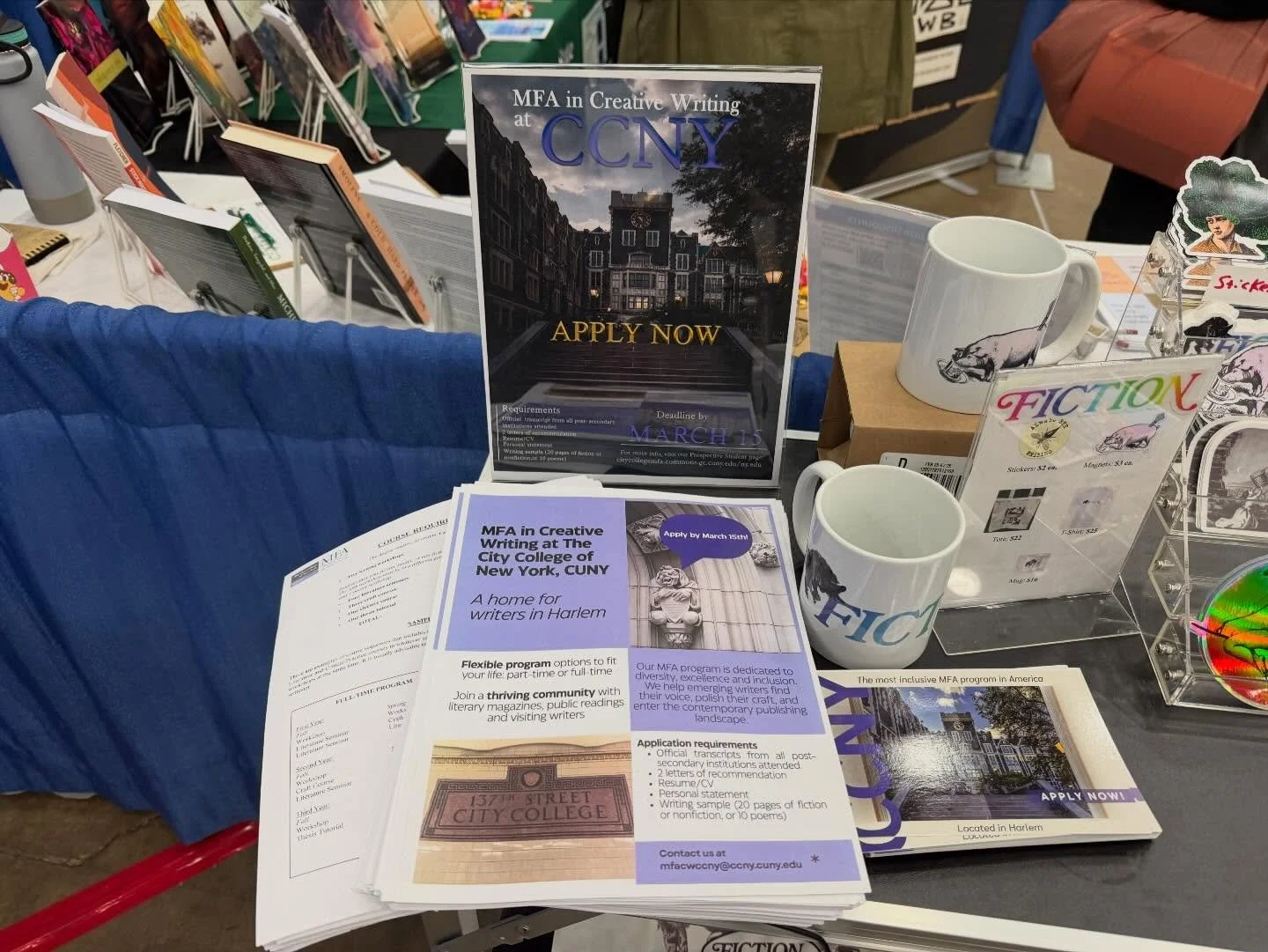 It was such a pleasure talking with everybody at #AWP2026 about our host college&rsquo;s MFA in Creative Writing (@ccnymfaincw). We are thankful for their support. Applications are OPEN until March 15th! 
-
(Flyer designed by Publishing Certificate P