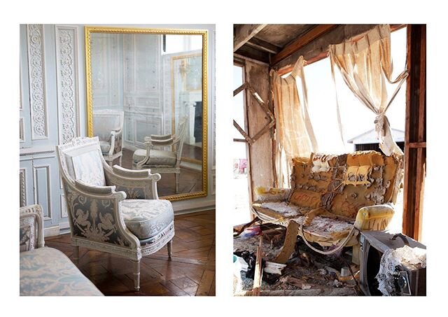 | Palace of Versailles || Salton Sea |

Both sound so regal yet there&rsquo;s two distinct interior design concepts happening here... 🤓
.
.
.
.
#versailles #france #saltonsea #california #contentcontrast #interior #livingroom #posh #rundown #couch #