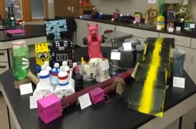 A sampling of the "trash" brought in to use for building toys.