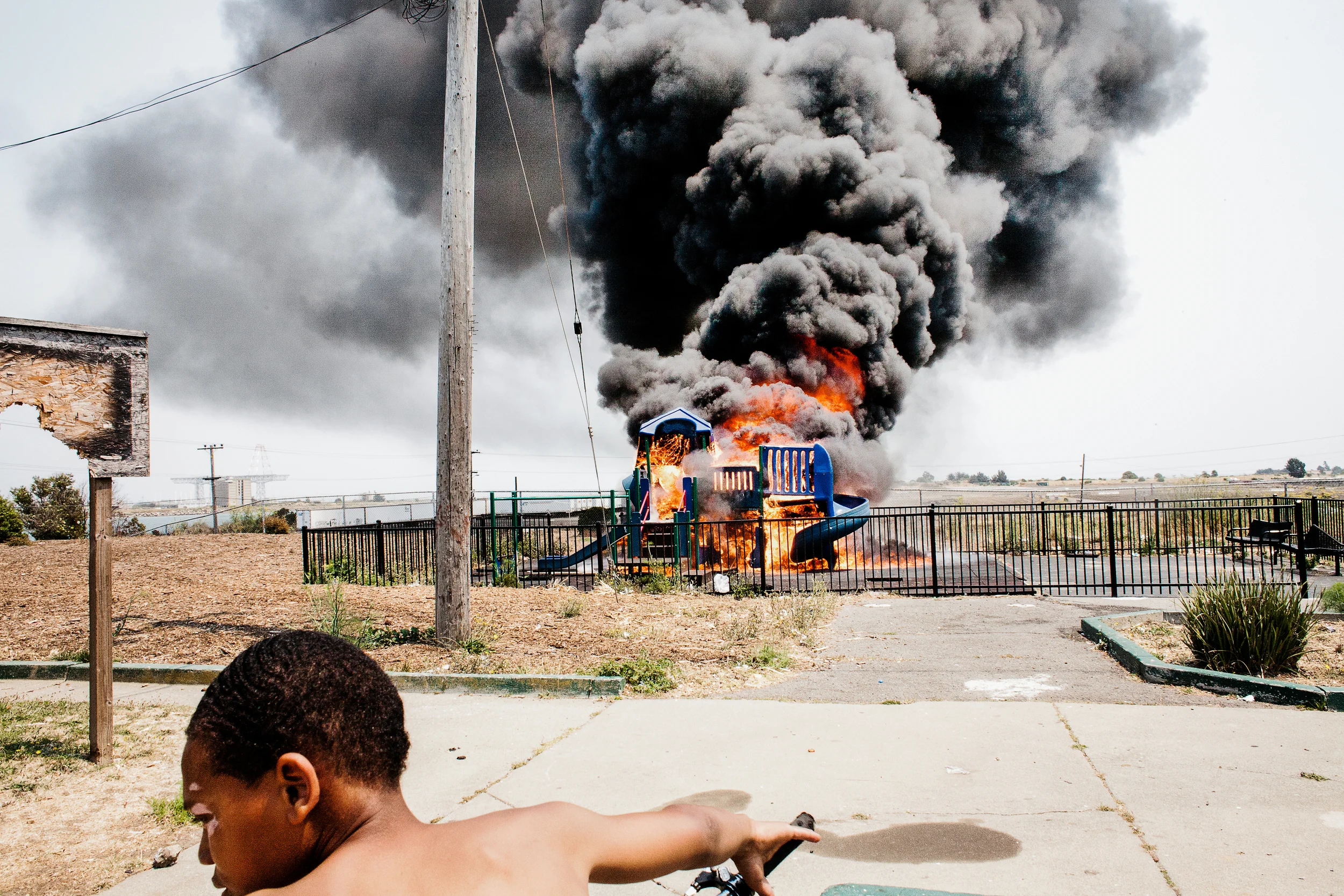 Bayview-Hunters Point is the last predominantly African-American neighborhood in San Francisco. A playground burns in Alice Griffith, 2008. 