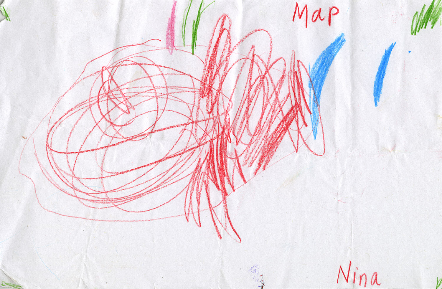 Preschooler's map, found by Jac Nelson , Nina, Portland, OR (2015)