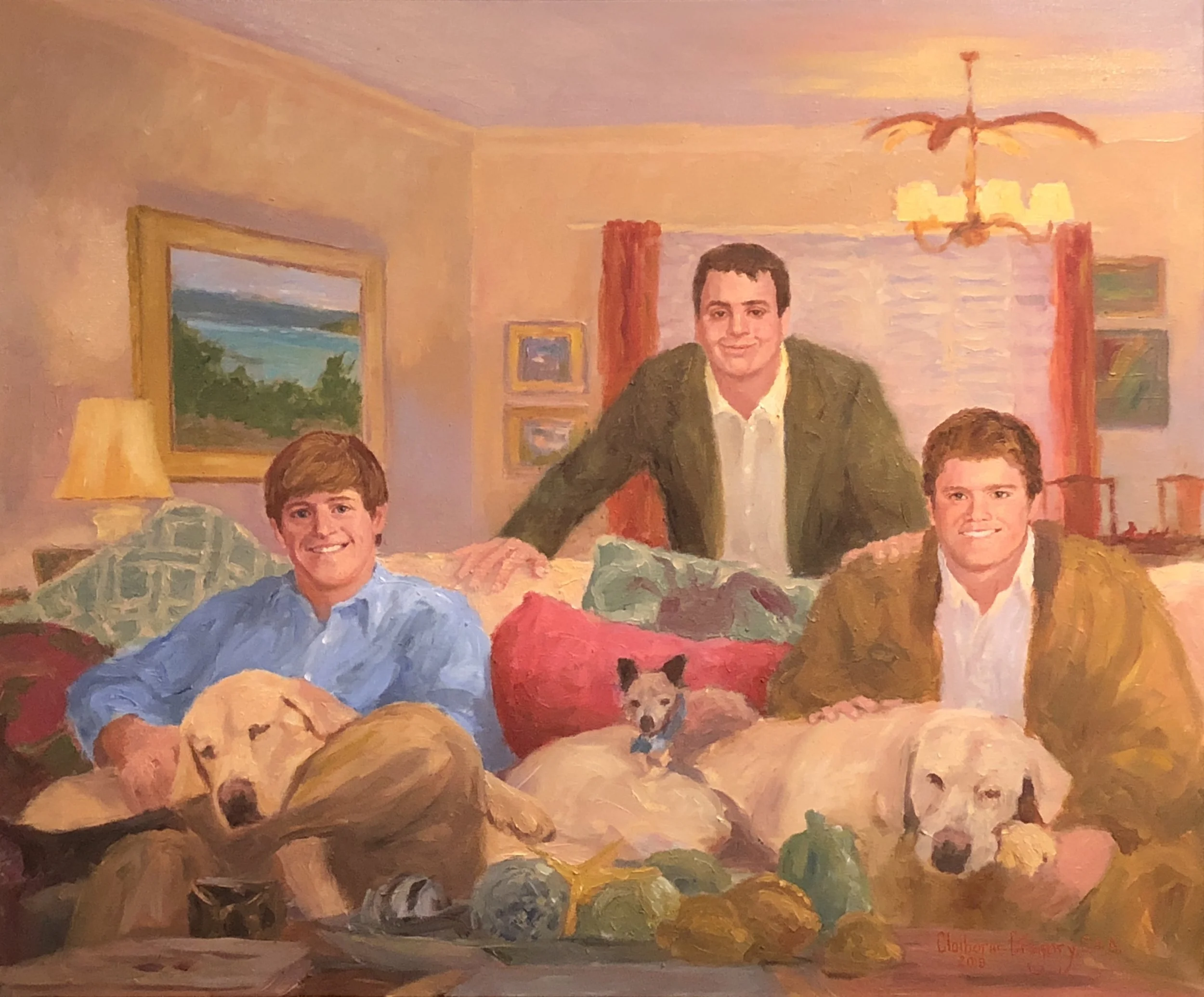  Marshall, Michael And Ross With Their Dogs