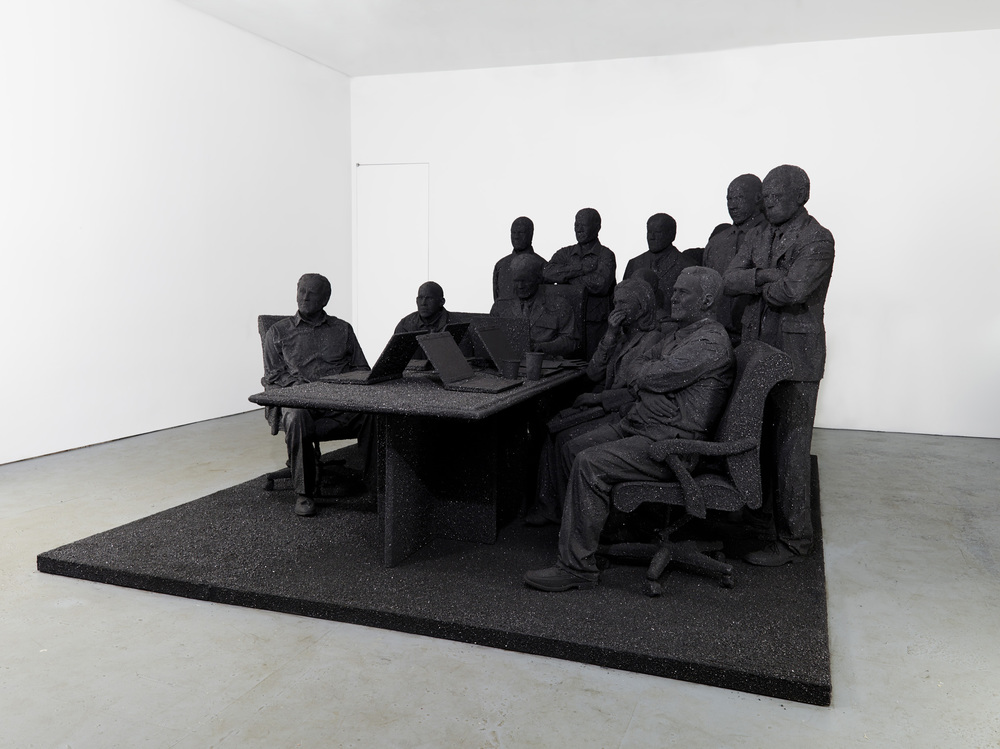 Will Ryman, The Situation Room , (2012–2014). Coal, fiberglass, wood, fabric, epoxy; 132 x 163 x 78 inches; 335.3 x 414 x 198.1 cm. Courtesy of the artist and Paul Kasmin Gallery. 