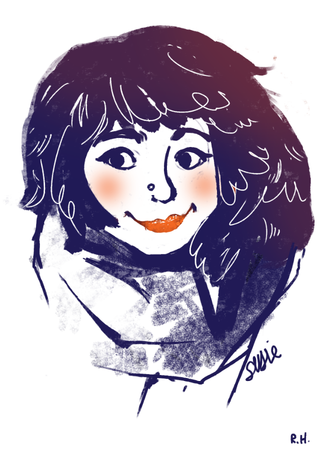 need to start thinking about a new style for an upcoming project.. this is just a little doodle of my friend Susie, who is off having adventures in South America at the moment.