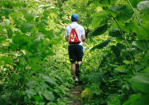 Initially it was hard to deceiver exactly where the trail was. Incoming Zac hiking action shots.