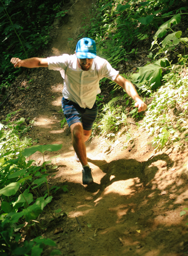 Some parts were really steep -- LOOK AT ACTION ZAC USE HIS FORWARD MOMENTUM TO QUICKLY MAKE HIS WAY UP THE SHARP INCLINE OF THE TRECHOROUS MOUNTAIN!