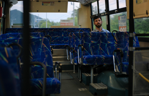 Zac on the bus back to Jozenkai... five minutes later we realized we took the wrong bus... we get lost a lot here. 