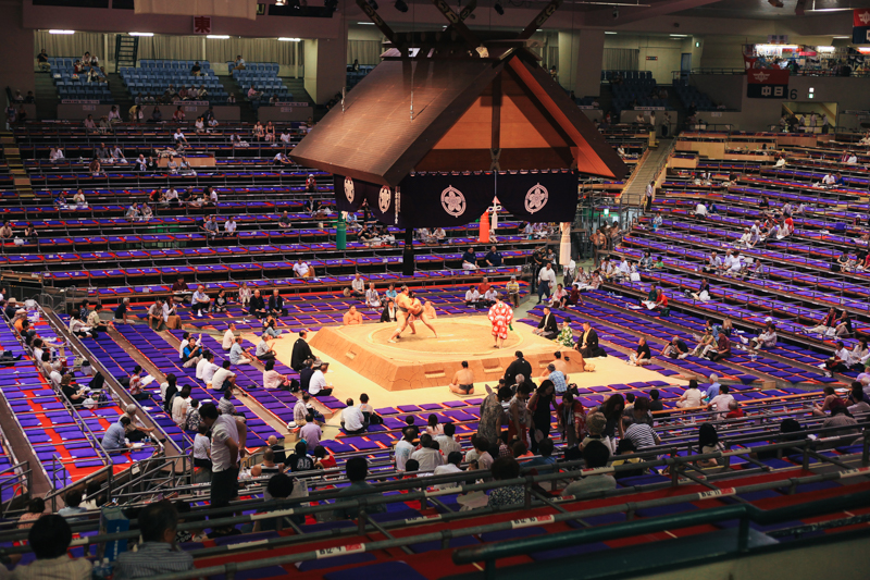 When we first got to the stadium. Initial bouts were filled with local sumo fighters. They are big dudes. 