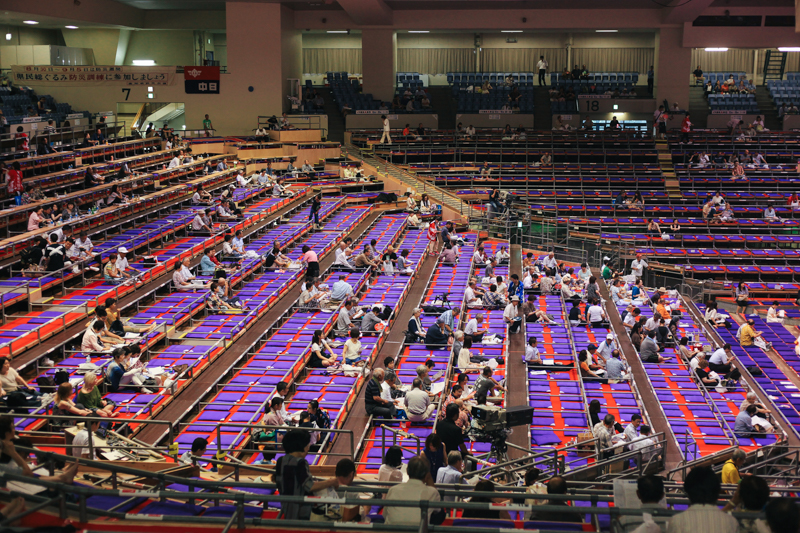 Many of the seating in the stadium were purple pads that you could simply lay on. Our seats were... not.