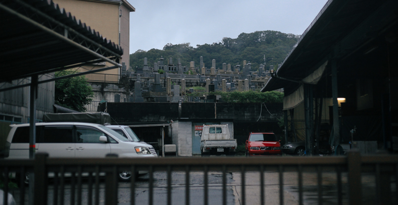 The graveyard was nestled in between a ton of homes and apartment buildings. 