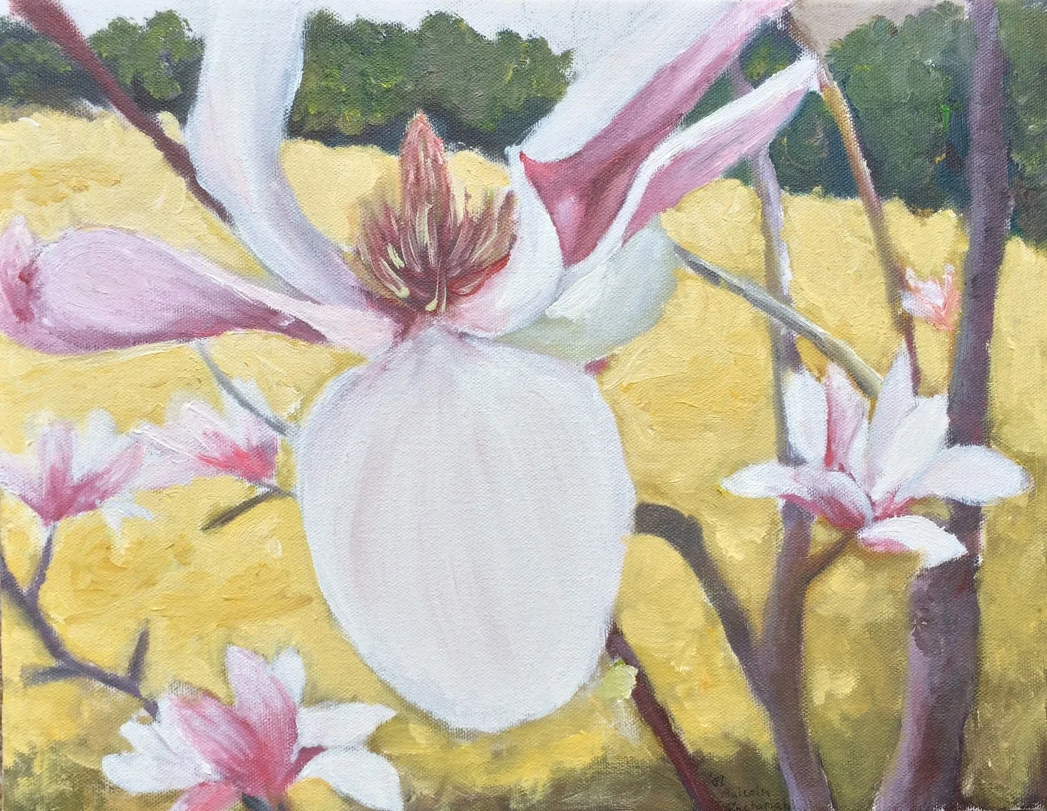 Magnolias (alkyd oil on canvas)