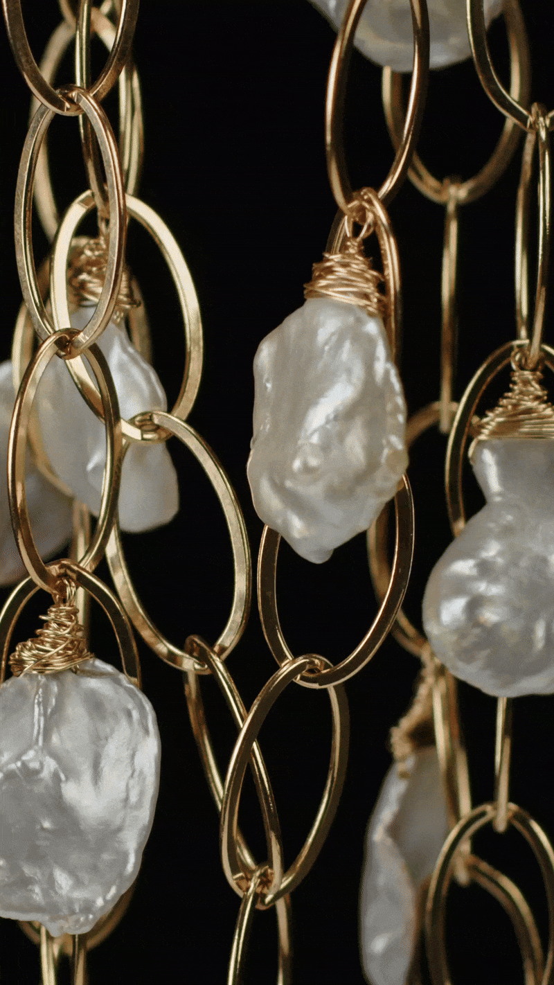 Long Grey Keshi Pearl Necklace