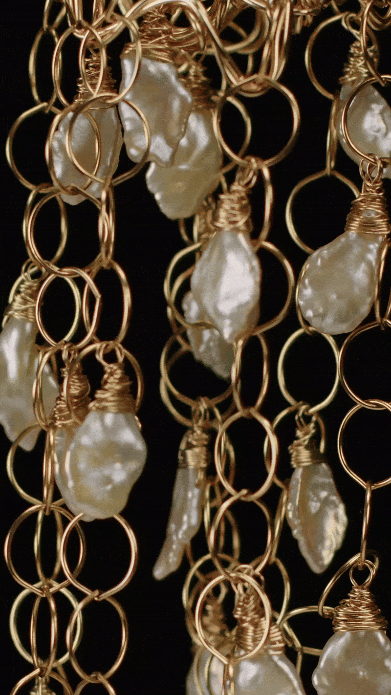 Long Cream Keshi Pearl Necklace