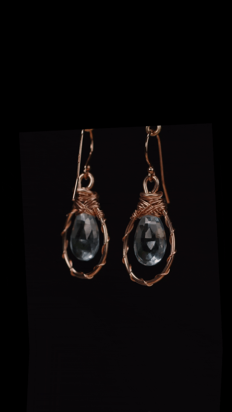 Aquamarine Rose Gold Tiny Drop Earrings