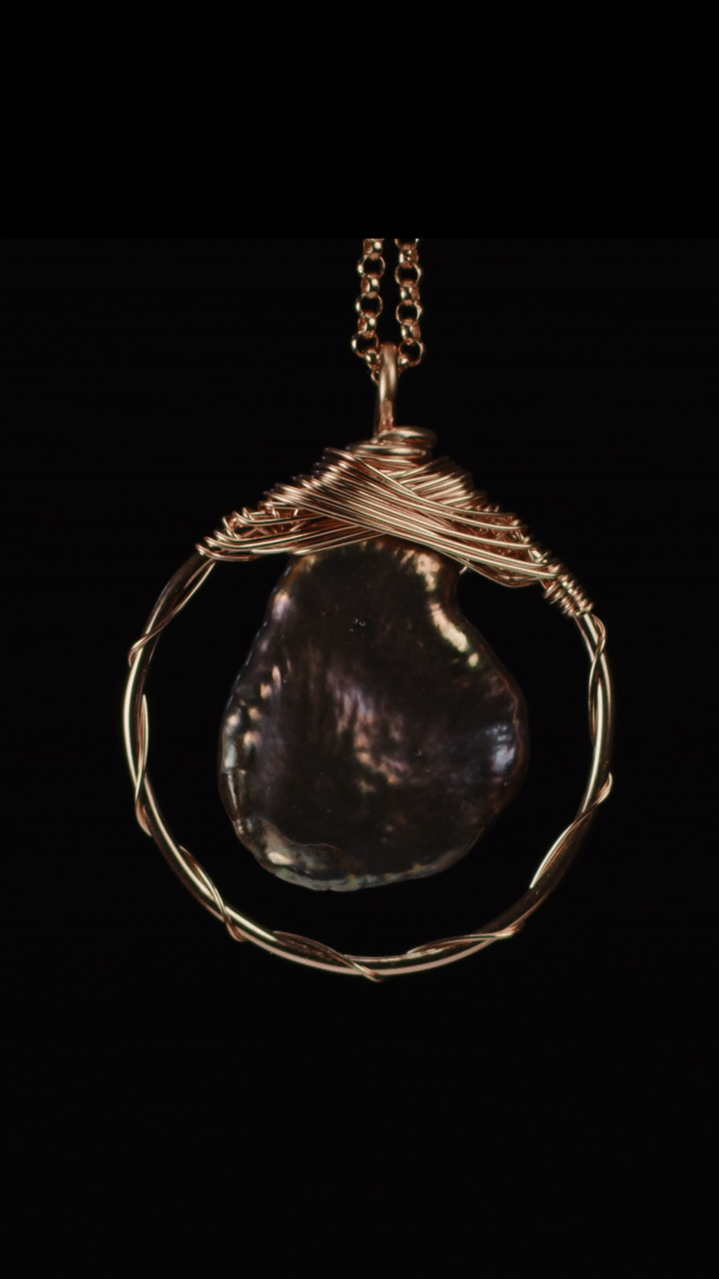 Black Keshi Pearl Pendant Necklace