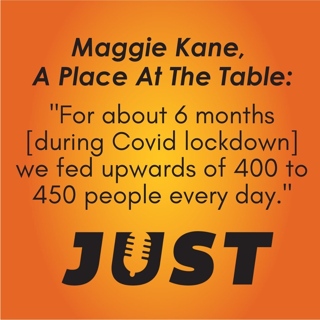 This Episode of The JUST Podcast is a love story. Maggie Kane of A Place At The Table speaks passionately about the unique &quot;pay what you can&quot; cafe that she founded and runs here in Raleigh.  This magical place welcomes everyone who enters a