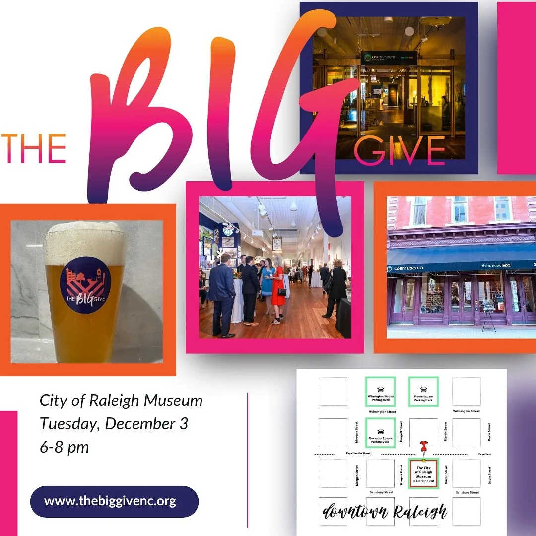 The countdown is on&mdash;just a few more days until The BIG GIVE! 🎉 Join us this Giving Tuesday, December 3, from 6&ndash;8 PM at the City of Raleigh Museum in downtown Raleigh.

✨ What to look forward to:
	&bull;	The Big Give pint and wine glasses