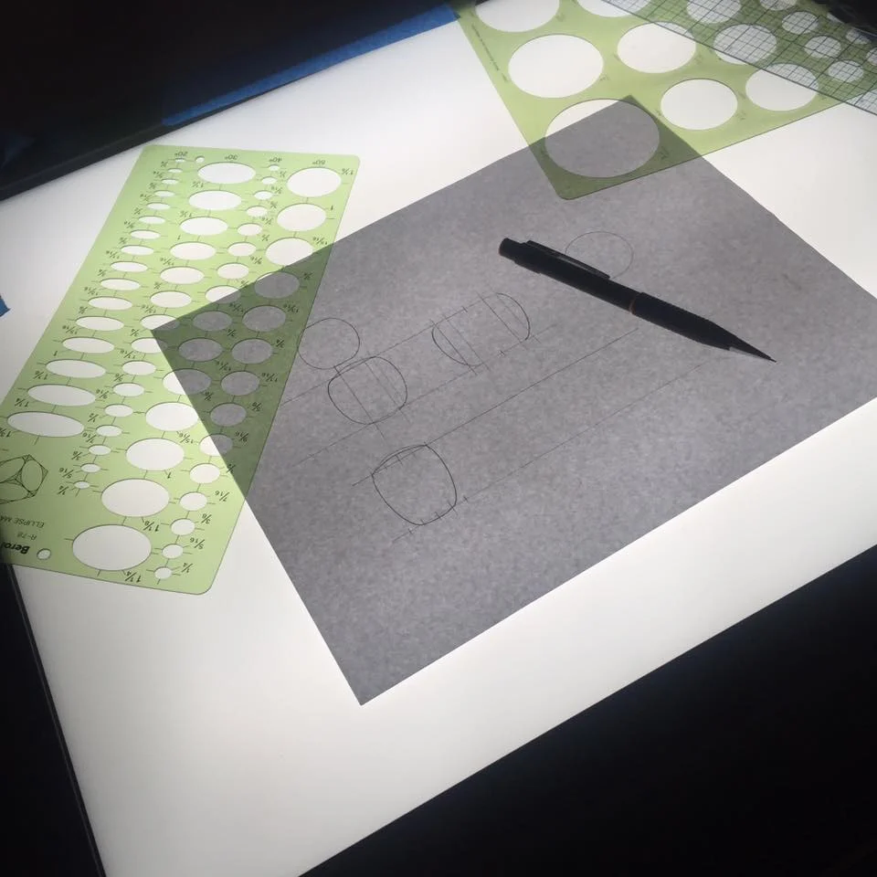 This is how each knife starts, pencil and paper - Not CAD