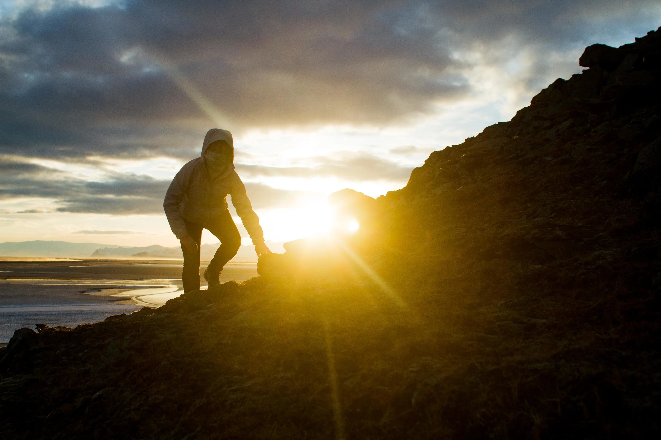Scrambling to get better views for the sunset