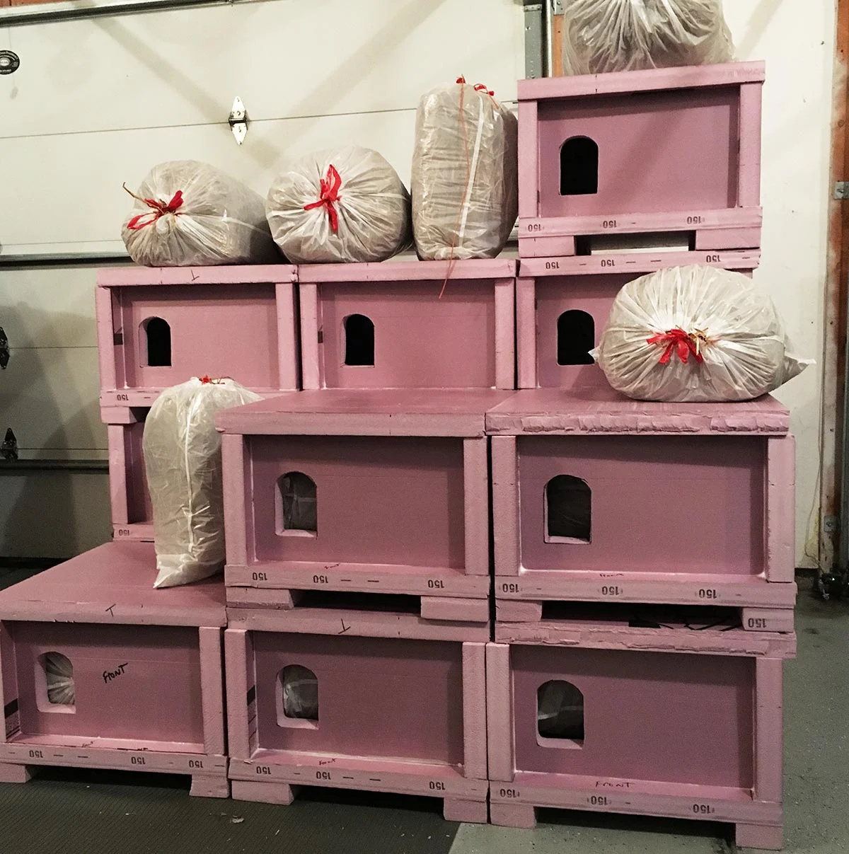 Shelters built in November 2018 by Clara Abbott Foundation volunteers.