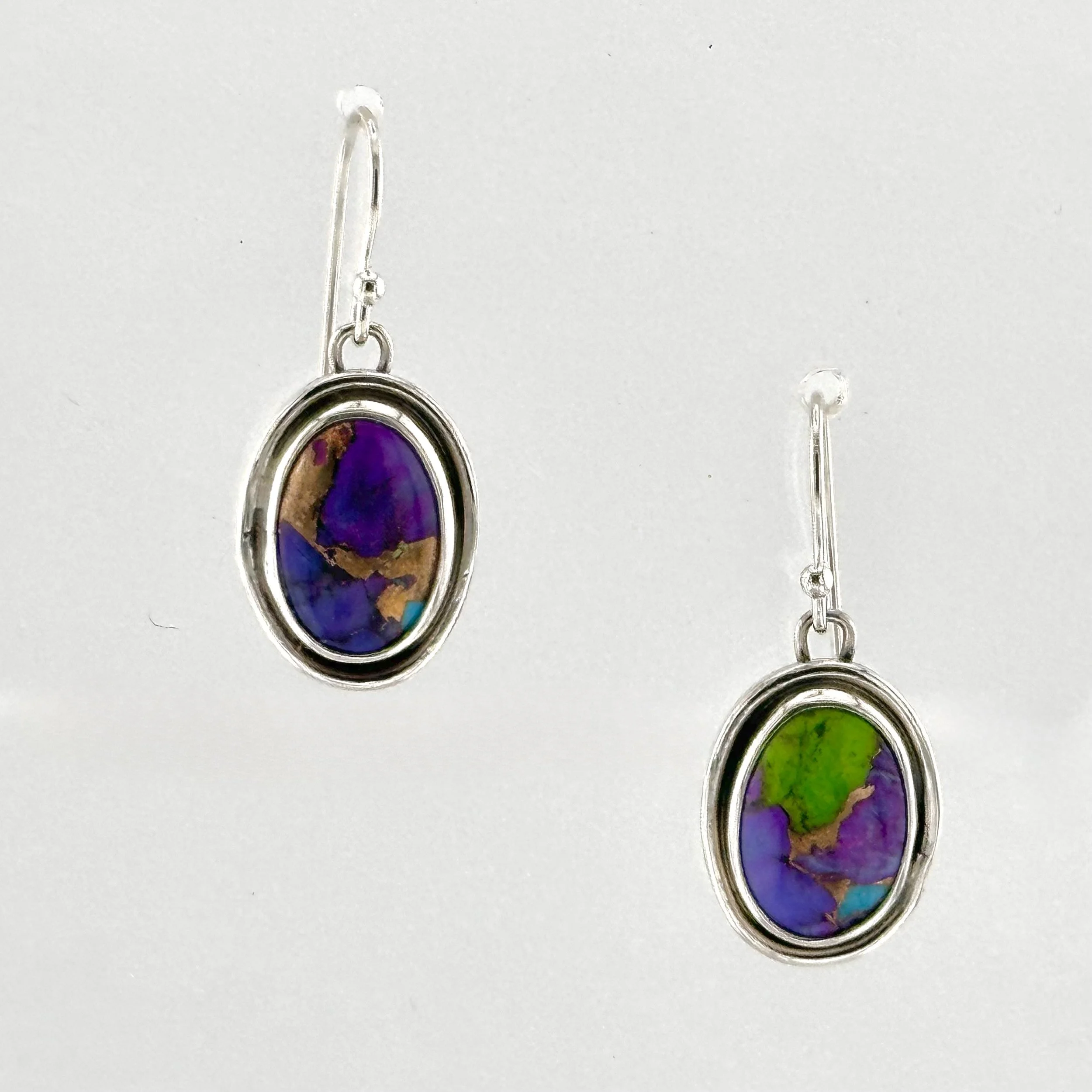 Purple and Green Mojave Turquoise earrings